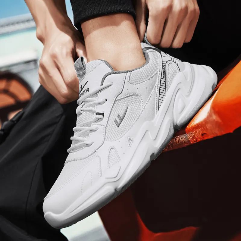 WARRIOR Running Shoes Men Low Top White Gray-7