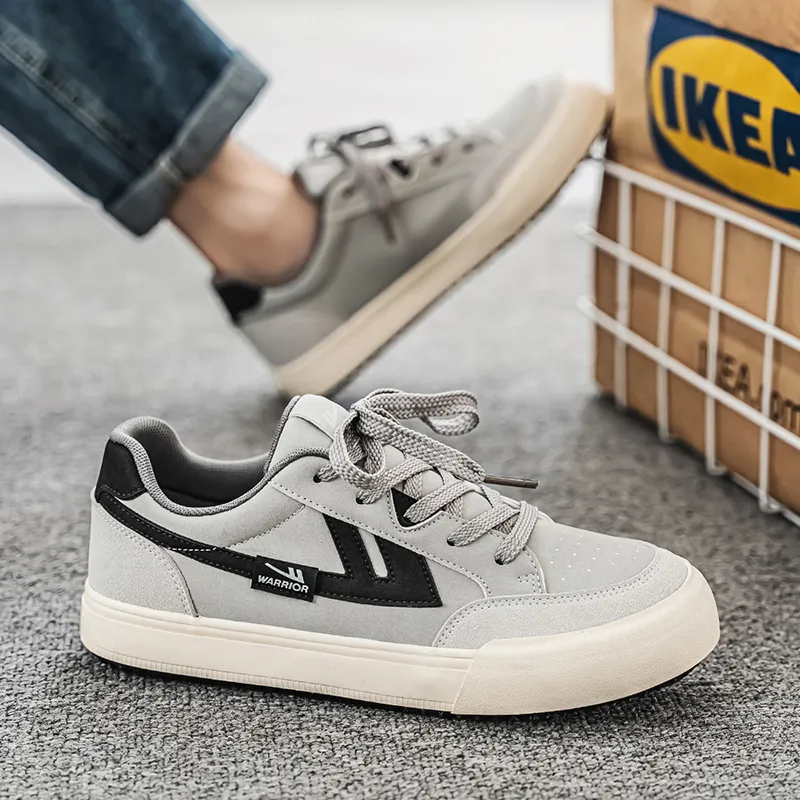 WARRIOR Skateboard Shoes Men Low Top Beige Brown/Gray Black/Black Rice-10