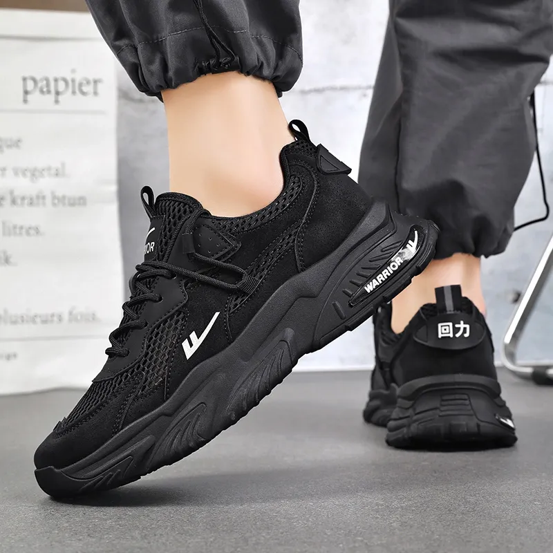 WARRIOR Chunky Sneakers Unisex Low Top Black/Beige-12