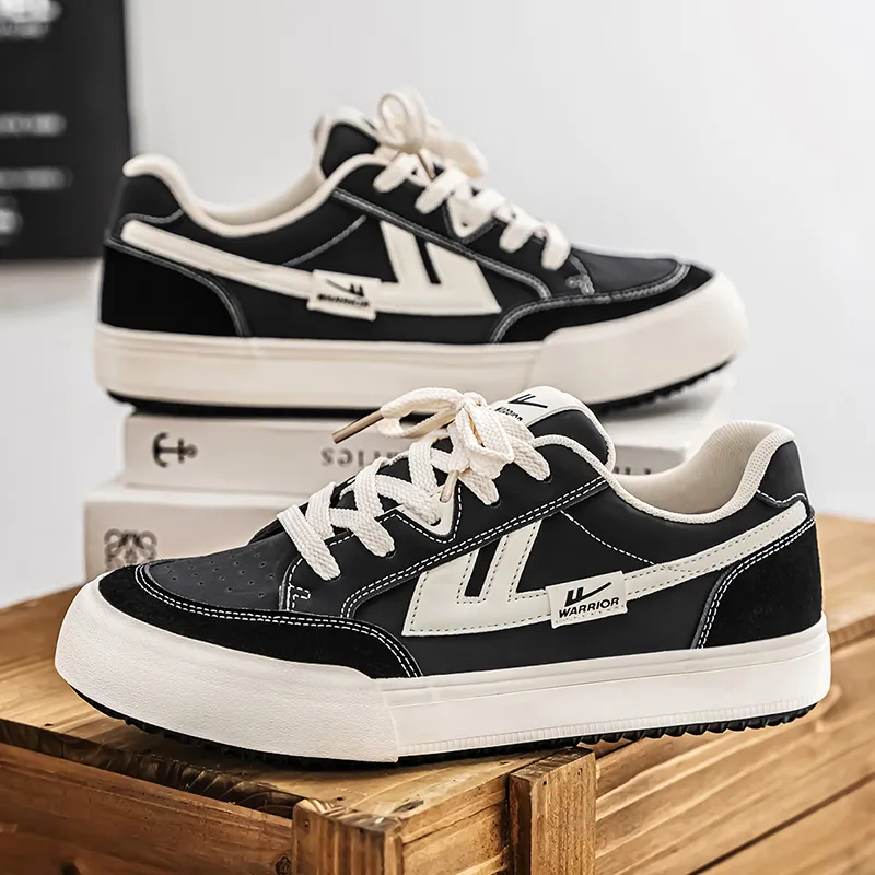 WARRIOR Skateboard Shoes Men Low Top Beige Brown/Gray Black/Black Rice-18
