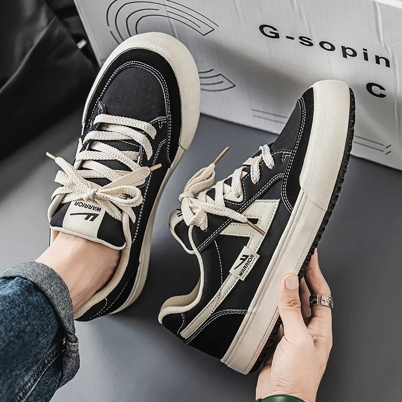 WARRIOR Skateboard Shoes Men Low Top Beige Brown/Gray Black/Black Rice-16