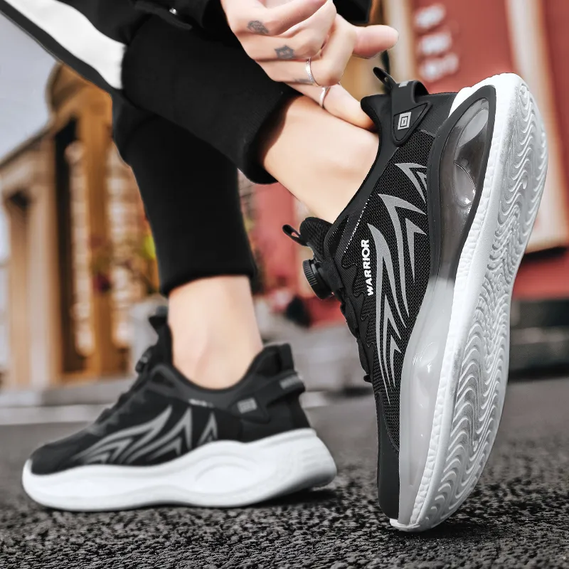 Warrior Abrasion Resistant Low Top Chunky Sneakers Men's Black Gray-5