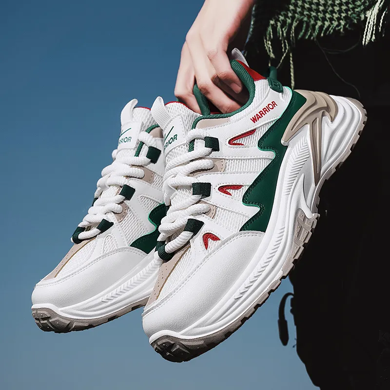 Warrior Anti Slip And Wear Resistant Breathable Low Top Casual Shoes Men's White Green Khaki-6