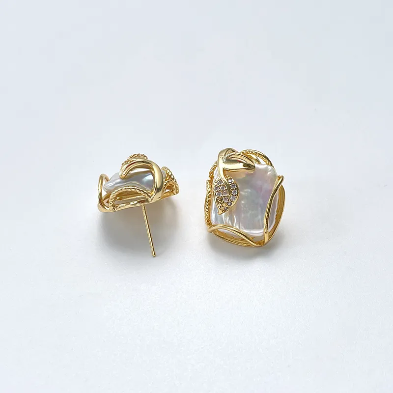 DARA Freshwater Pearl Stud Earrings Women's-1