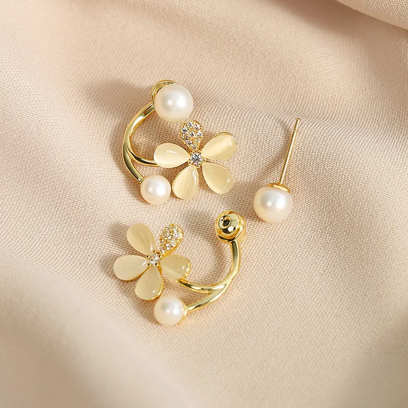 DARA Pearl Stud Earrings Women's-3