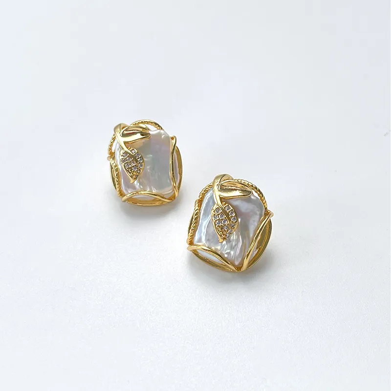 DARA Freshwater Pearl Stud Earrings Women's-3