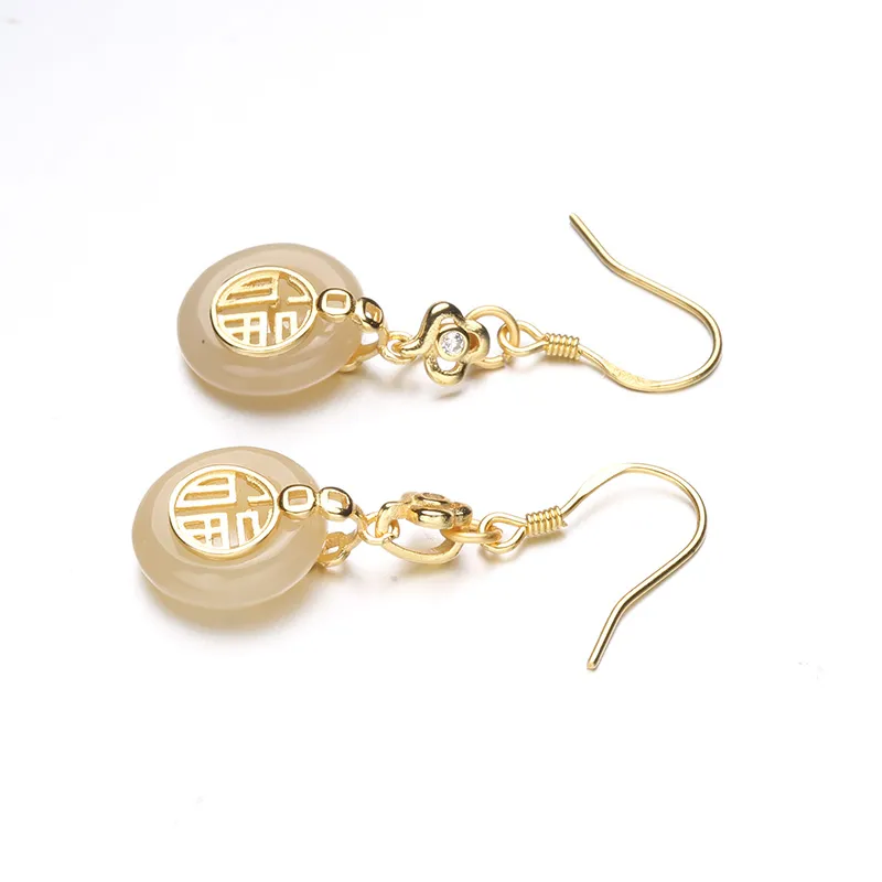 DARA Hetian Jade Earrings Dusty Pink Women's-2