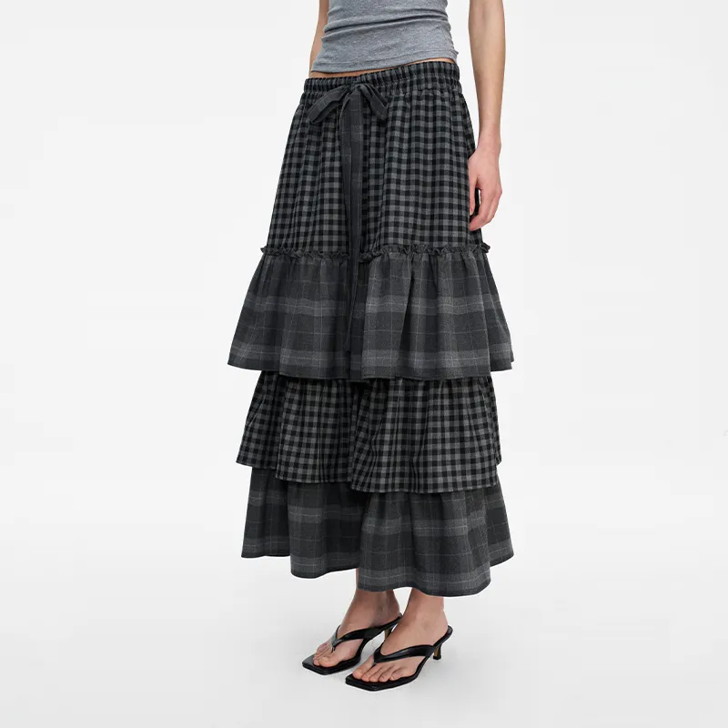 BANDITK GANGN Casual Long Skirt Women's Black Gray-2