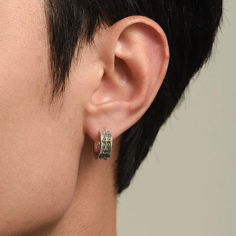 MYSH 925 Sterling Silver Earrings Men's-3