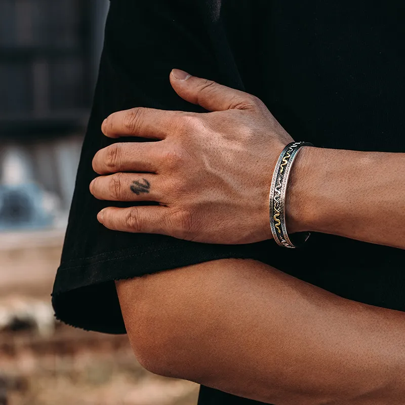 MYSH 925 Sterling Silver Bangles Men's-7