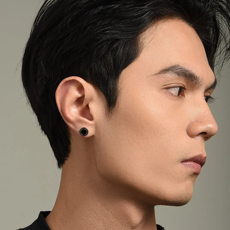 MYSH 925 Sterling Silver Stud Earrings Men's-4
