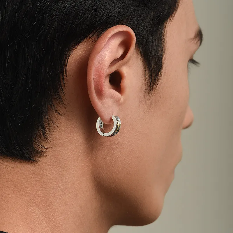MYSH 925 Sterling Silver Earrings Men's-10