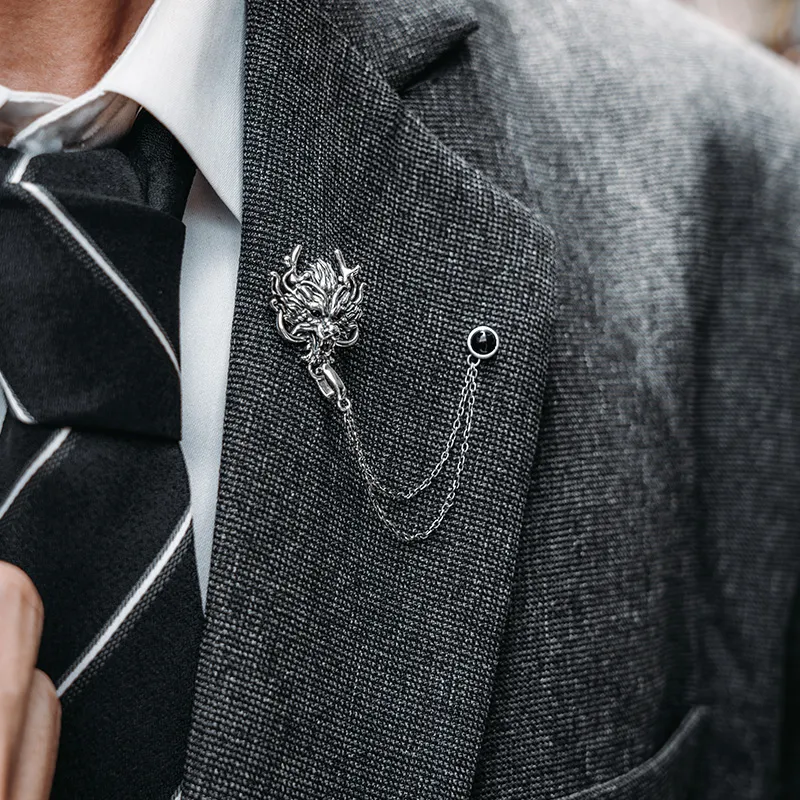 MYSH 925 Sterling Silver Brooches Men's-7