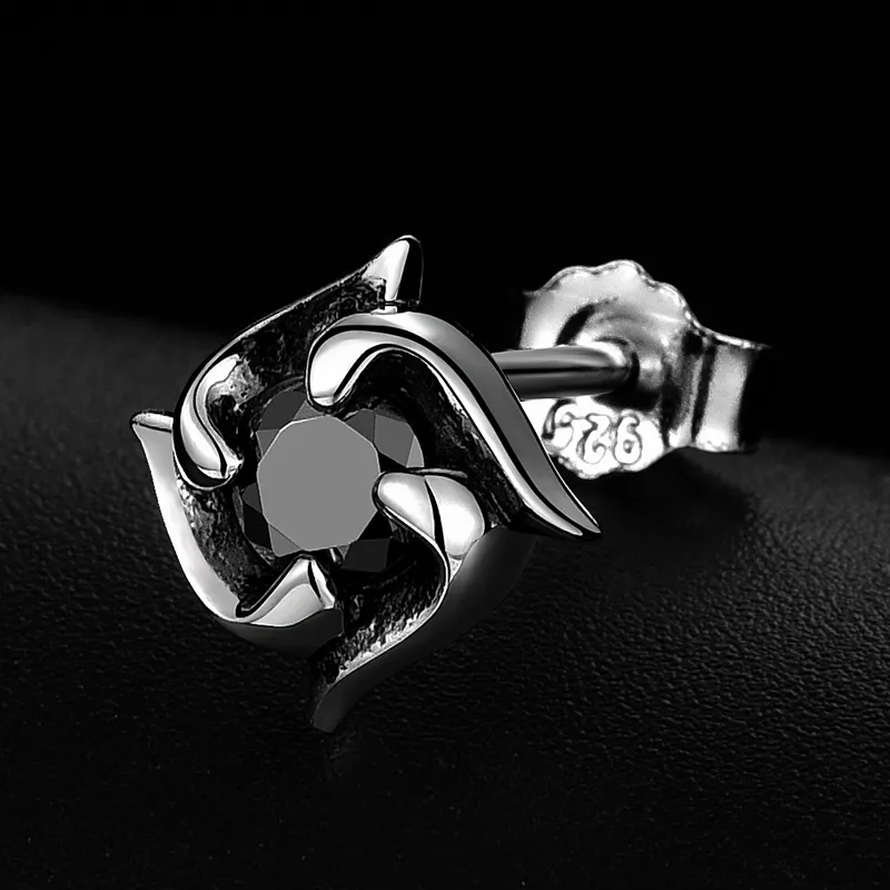 MYSH 925 Sterling Silver Stud Earrings Men's-2