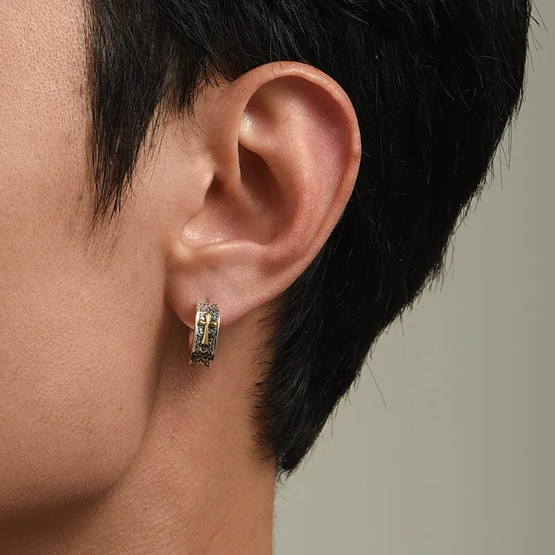 MYSH 925 Sterling Silver Earrings Men's-4