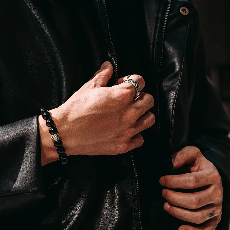 MYSH Natural Obsidian Bracelets Men's-3