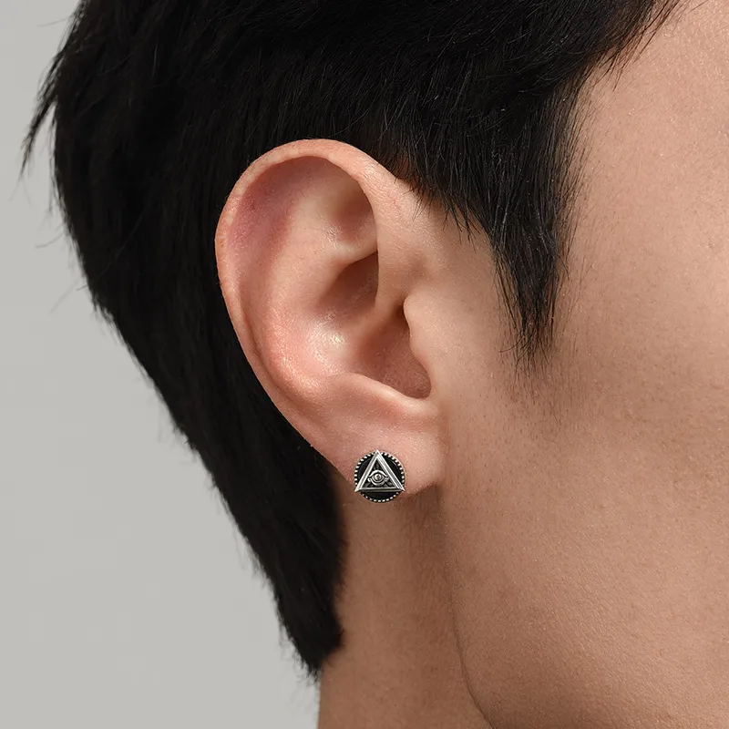 MYSH 925 Sterling Silver Stud Earrings Men's-4