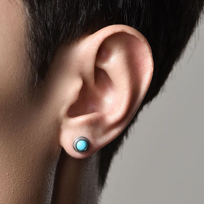 MYSH 925 Sterling Silver Stud Earrings Men's-3
