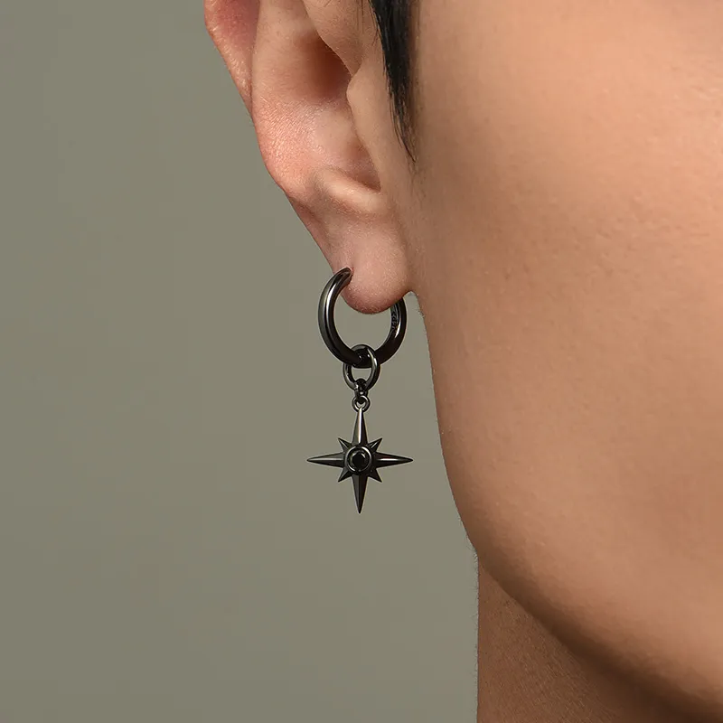 MYSH 925 Sterling Silver Earrings Men's-9