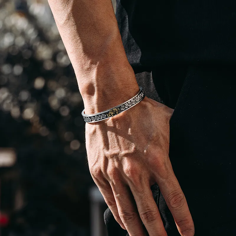MYSH 925 Sterling Silver Bangles Men's-5