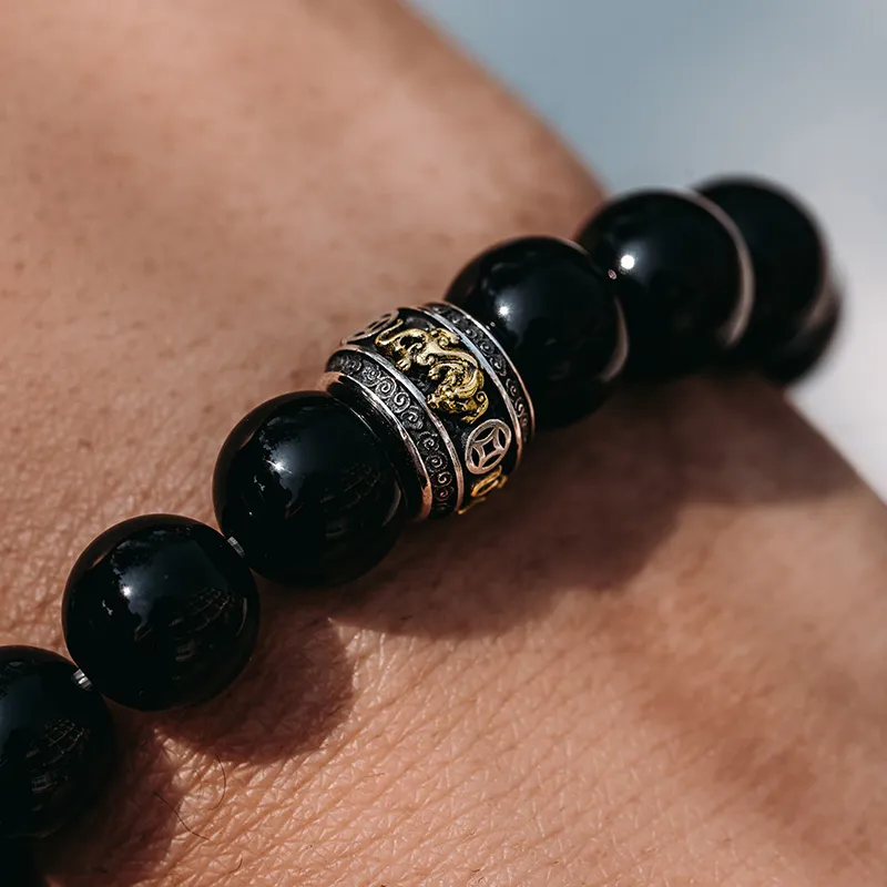 MYSH Natural Obsidian Bracelets Men's-7