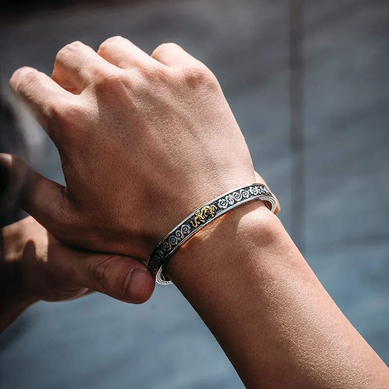 MYSH 925 Sterling Silver Bangles Men's-3