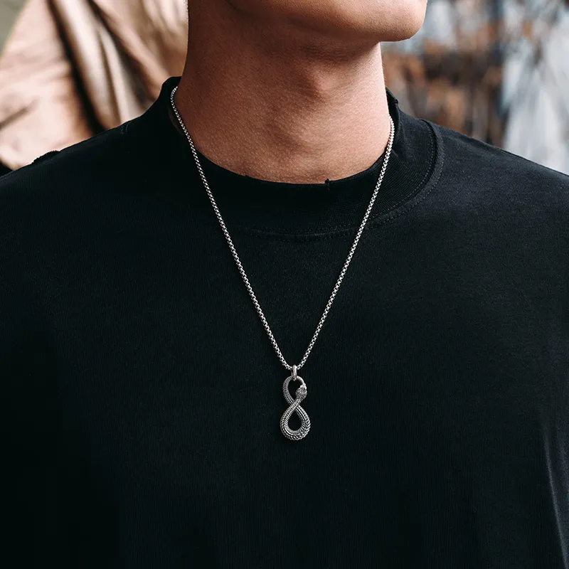 MYSH 925 Sterling Silver Necklaces Men's Black-9