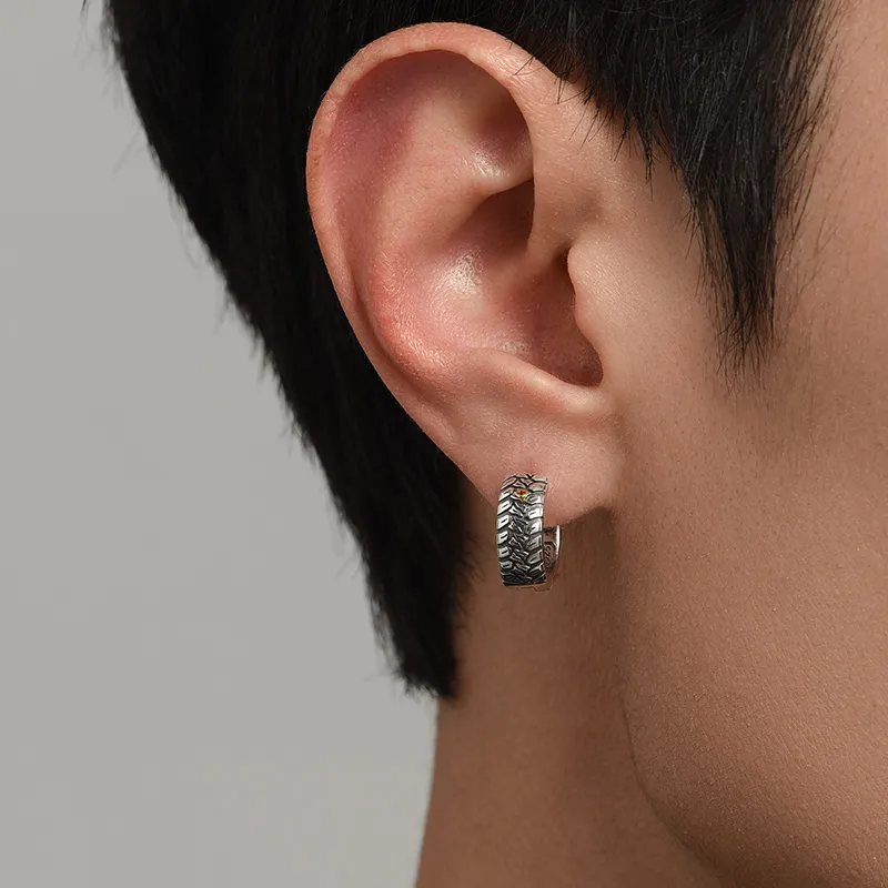 MYSH 925 Sterling Silver Earrings Men's-11