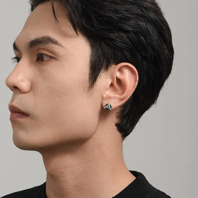 MYSH 925 Sterling Silver Stud Earrings Men's-3