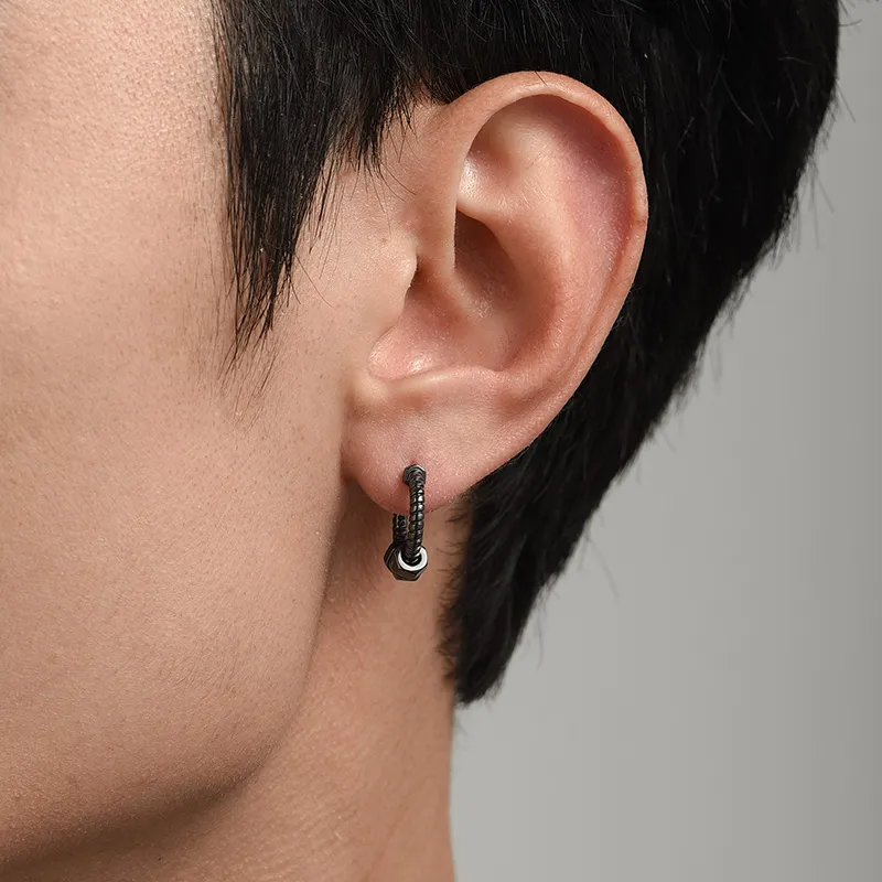 MYSH 925 Sterling Silver Earrings Men's-5