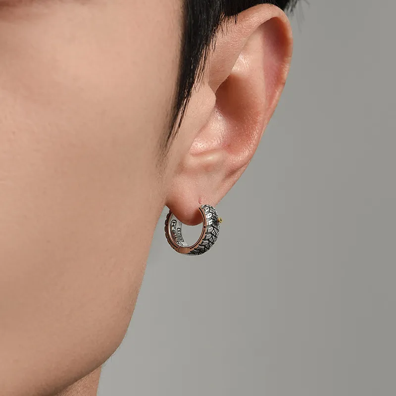 MYSH 925 Sterling Silver Earrings Men's-12