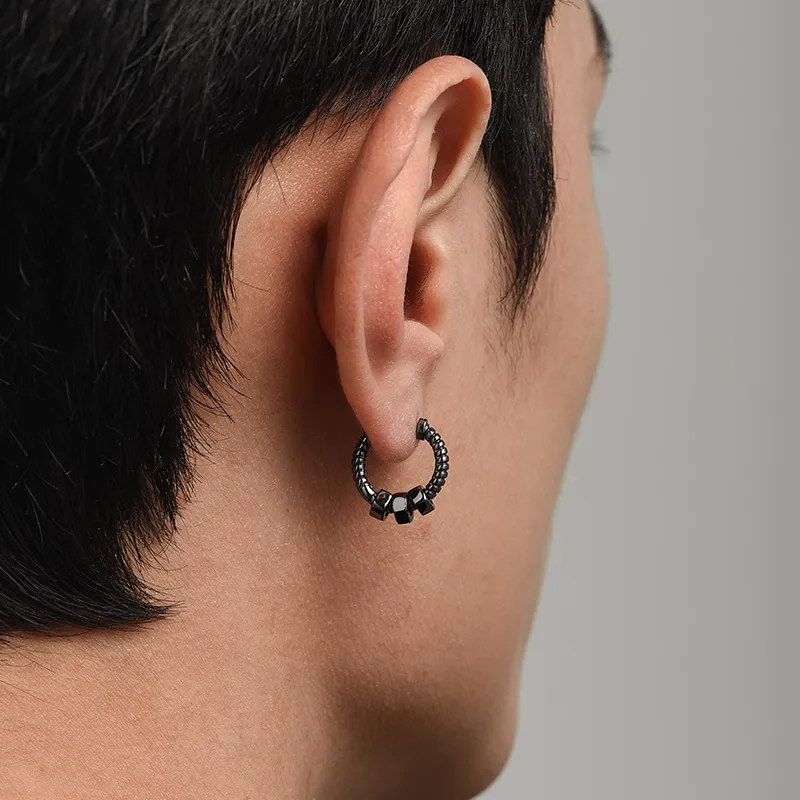 MYSH 925 Sterling Silver Earrings Men's-13