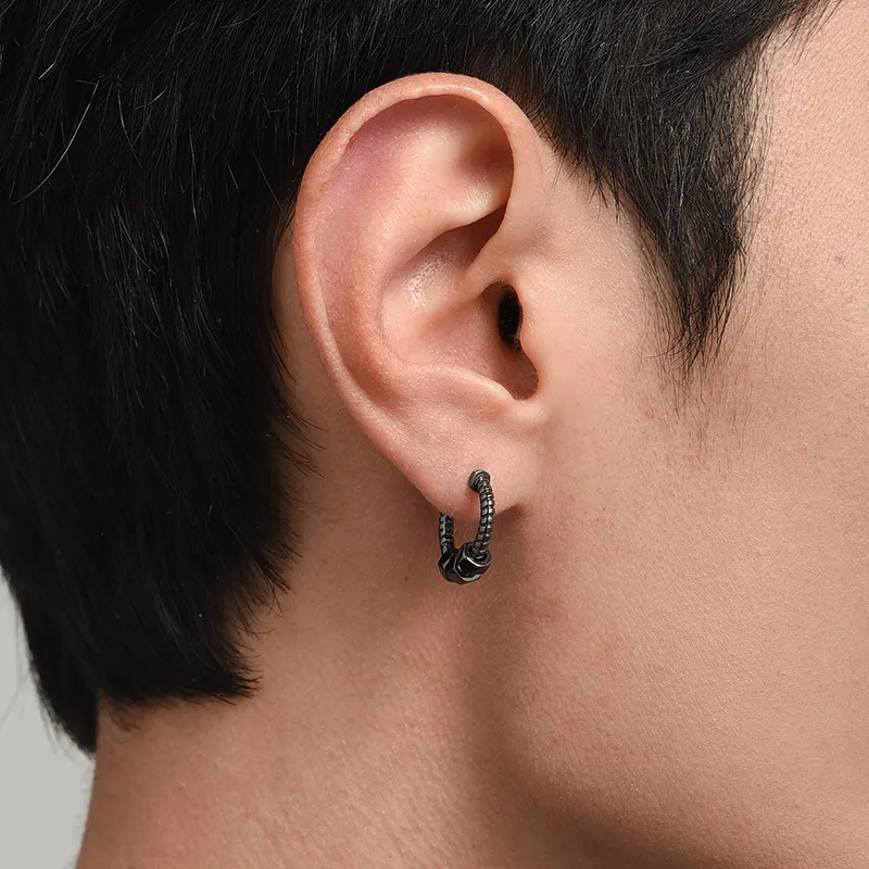 MYSH 925 Sterling Silver Earrings Men's-12