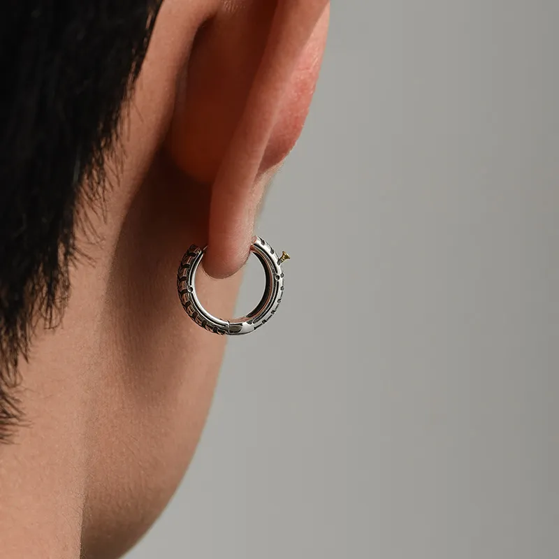 MYSH 925 Sterling Silver Earrings Men's-6