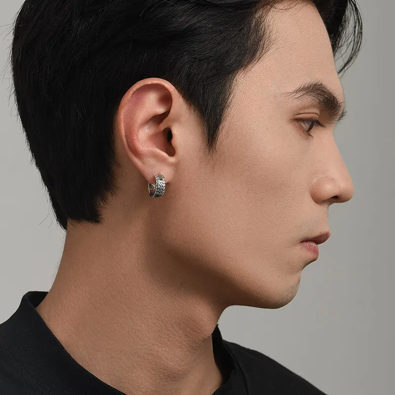 MYSH 925 Sterling Silver Earrings Men's-5
