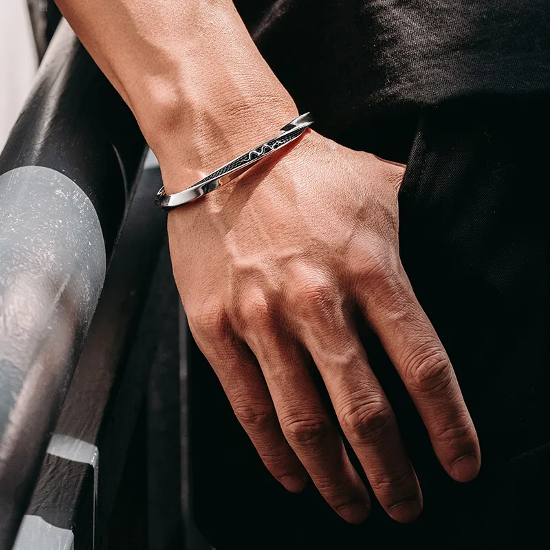 MYSH 925 Sterling Silver Bangles Men's-3