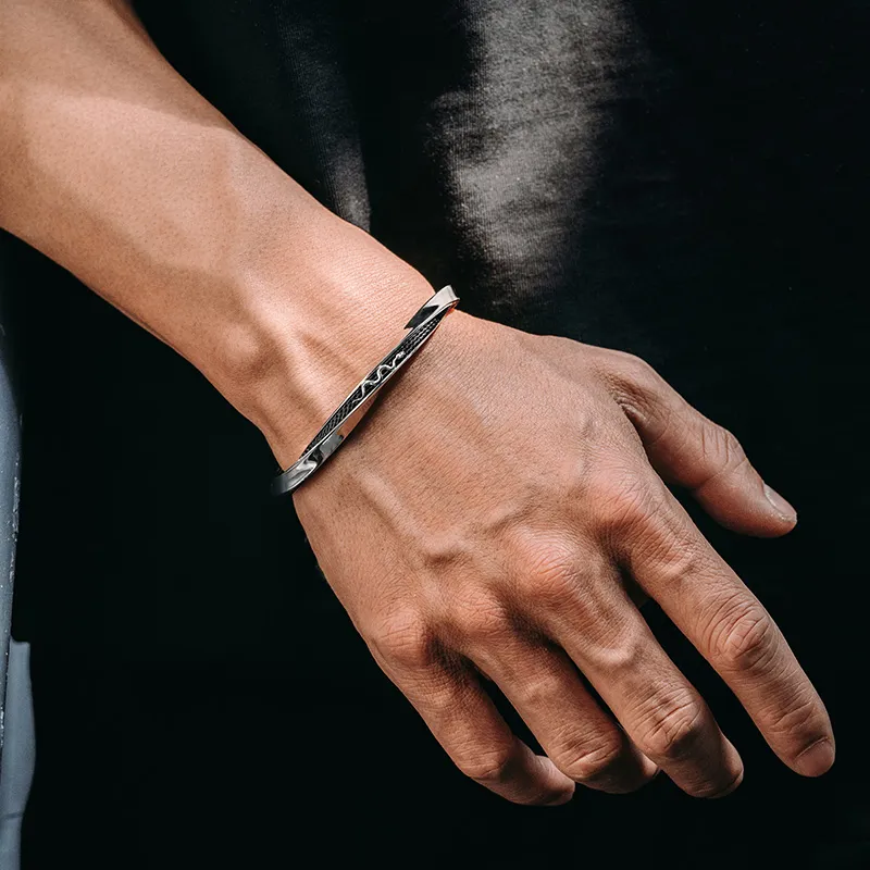 MYSH 925 Sterling Silver Bangles Men's-5