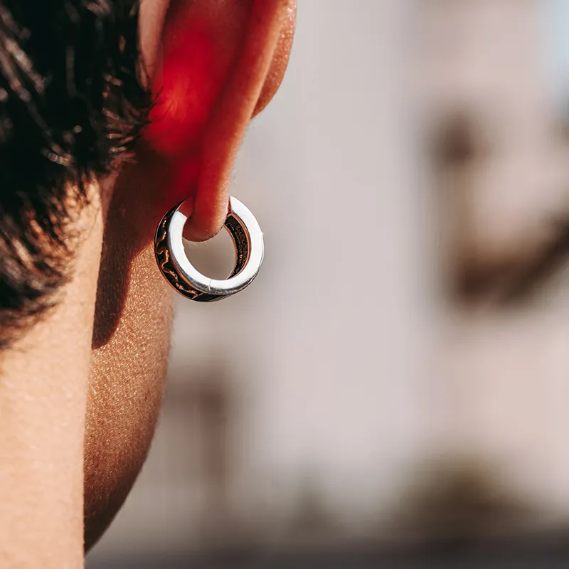 MYSH 925 Sterling Silver Earrings Men's-9