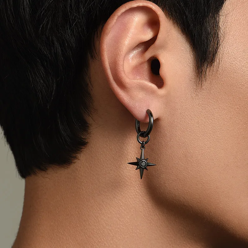 MYSH 925 Sterling Silver Earrings Men's-4