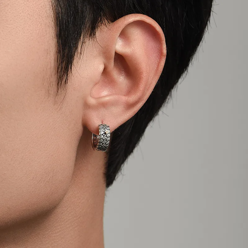 MYSH 925 Sterling Silver Earrings Men's-13