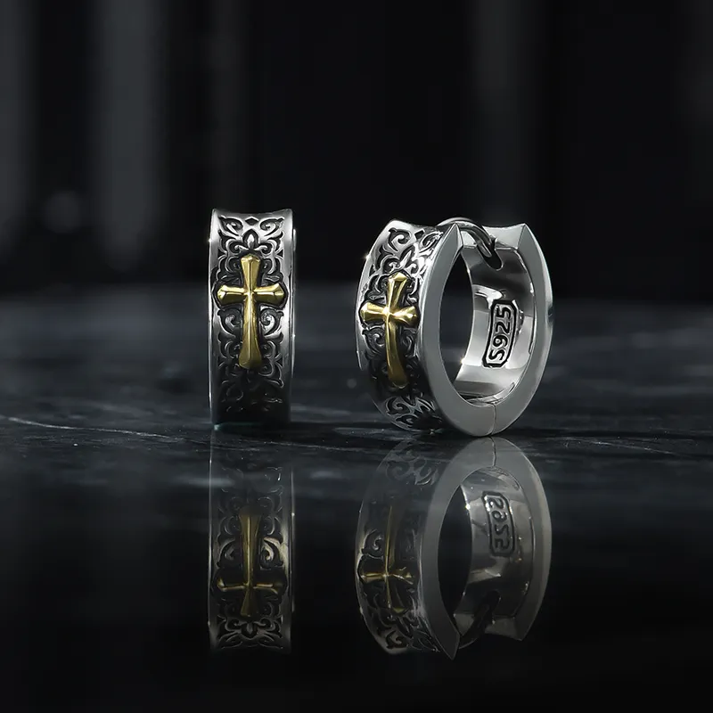 MYSH 925 Sterling Silver Earrings Men's-13