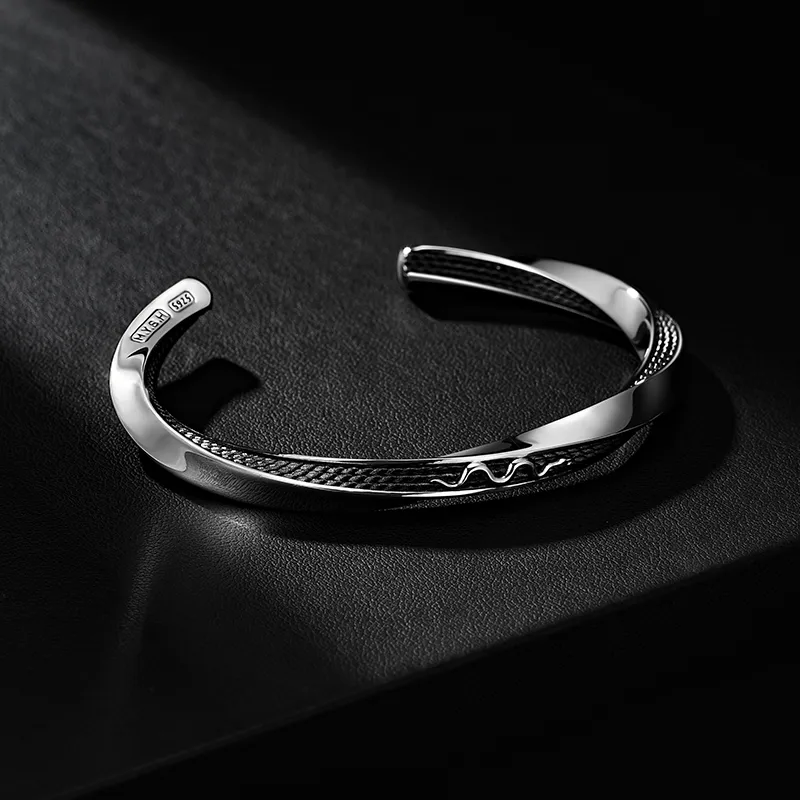 MYSH 925 Sterling Silver Bangles Men's-6