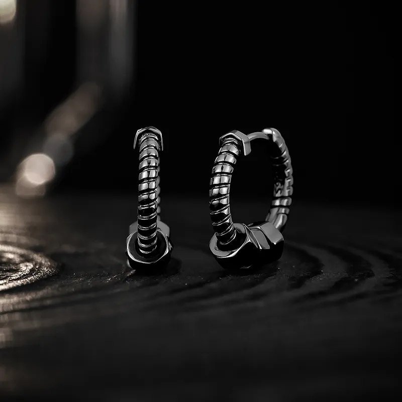 MYSH 925 Sterling Silver Earrings Men's-4