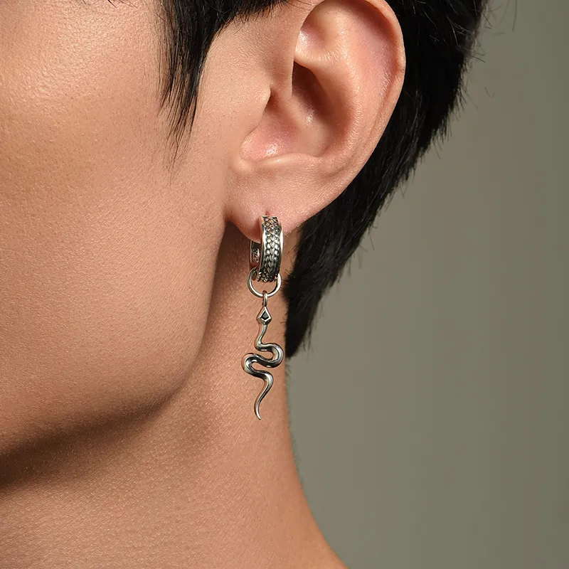 MYSH 925 Sterling Silver Earrings Men's-4