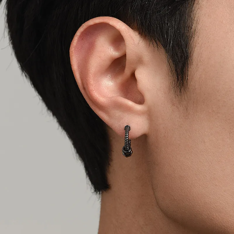 MYSH 925 Sterling Silver Earrings Men's-11