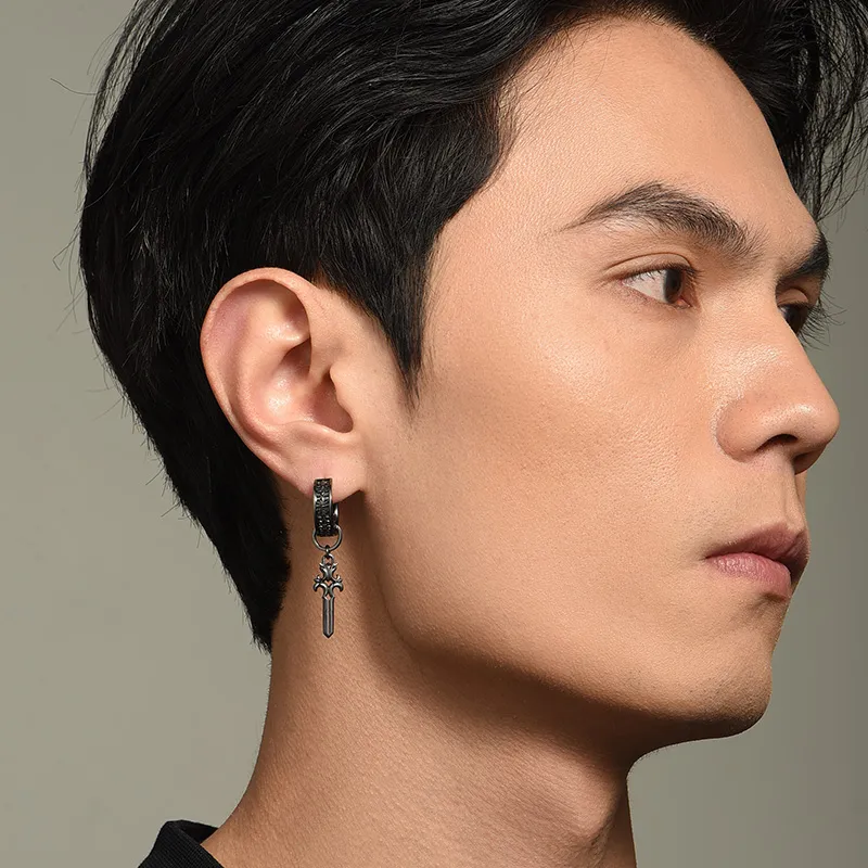 MYSH 925 Sterling Silver Earrings Men's-2