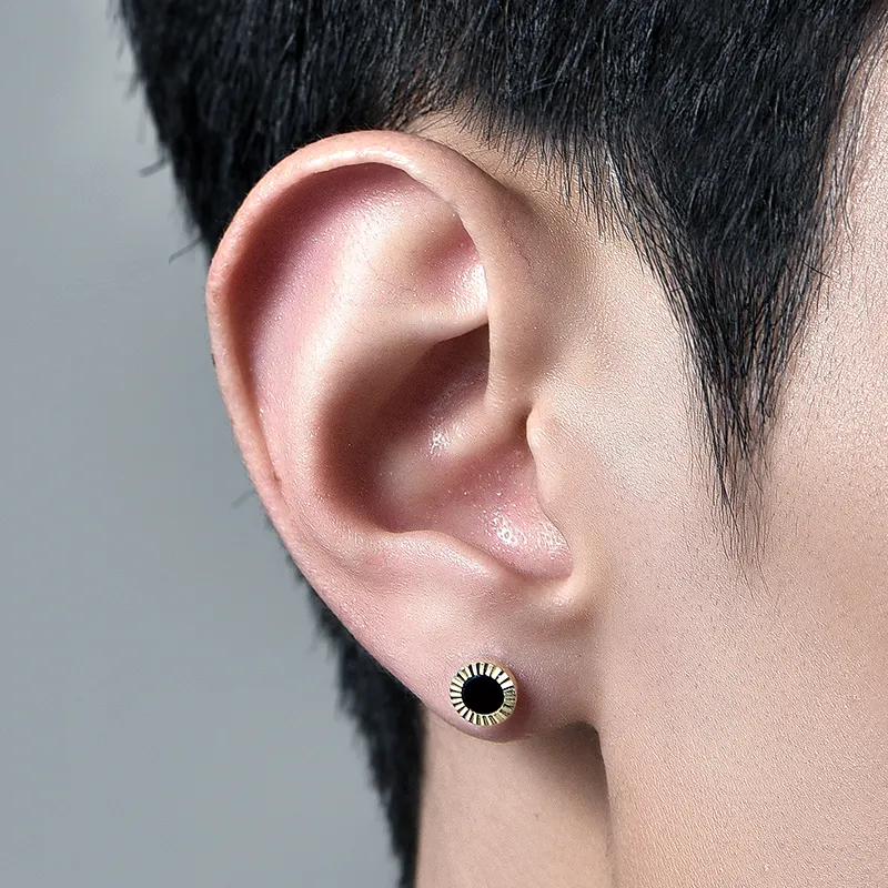 MYSH Natural Agate Stud Earrings Men's-6