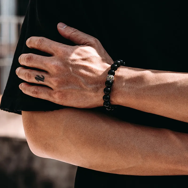 MYSH Natural Obsidian Bracelets Men's-6