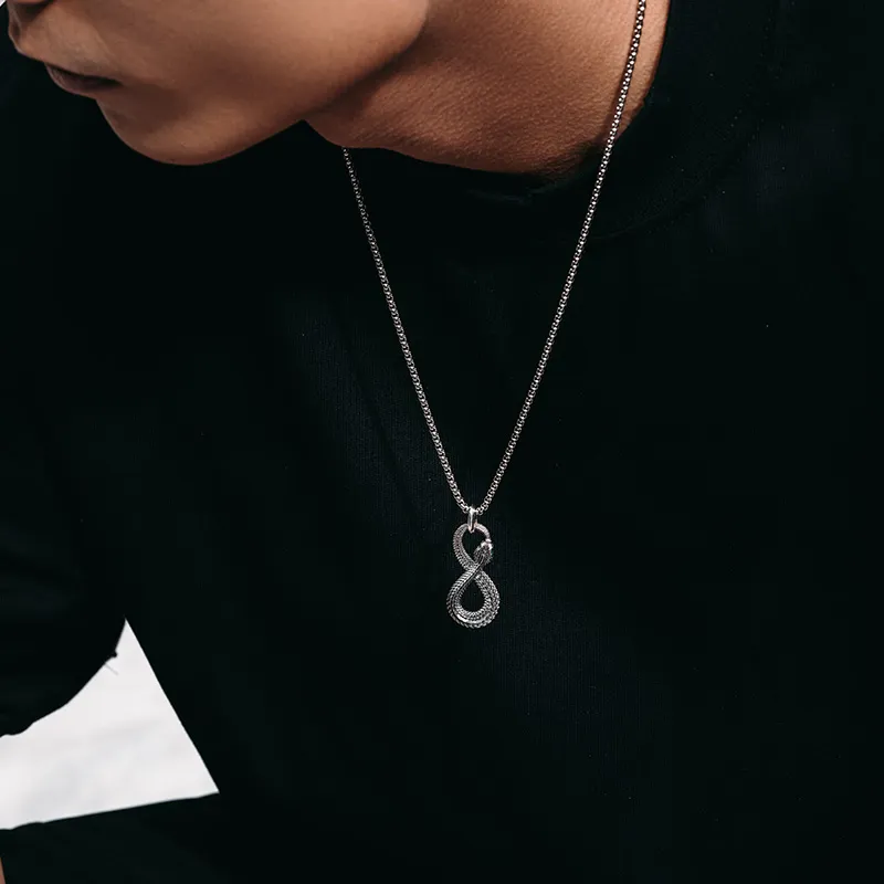 MYSH 925 Sterling Silver Necklaces Men's Black-4