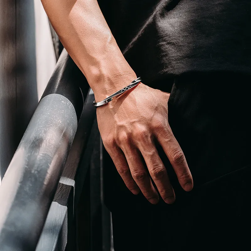 MYSH 925 Sterling Silver Bangles Men's-4